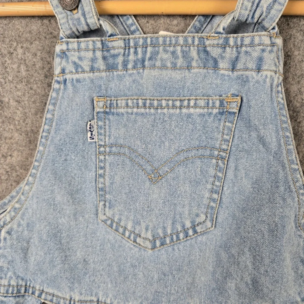 Vintage Levi's Denim Shortalls Girls 6X Light Wash Cotton Classic Bib Overalls